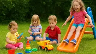 Outdoor Fun for Kids! Playing with Toys & Slide | Kids Playtime Video
