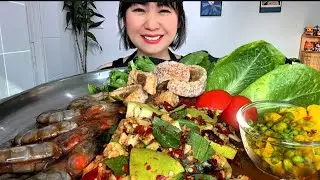 Thaifood ASMR ตำมะม่วงเปรี้ยวกุ้งดอง เปรี้ยวแซบสะใจกับกุ้งดองนัวๆMango papaya salad MUKBANG SHOW 