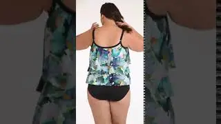 Maxine Plus Size Marble Splash Tiered Tankini Top | SwimOutlet.com