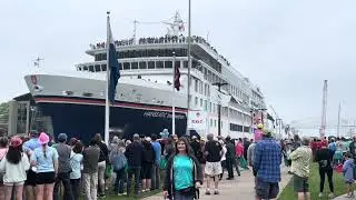Engineer's Day 2023 Hanseatic Inspiration cruise ship entering the Poe Lock - Sault Ste Marie, MI