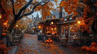 Warm Autumn Jazz on a Vintage European Street🍂 Peaceful Outdoor Caf&eacute; Ambience for Study & Relaxation