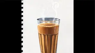 Live Realistic Chai Glass Drawing 🍵✏️ | Markers, Color Pencil & Graphite Art