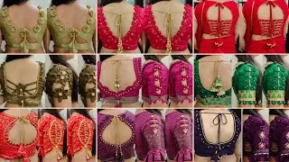 Latest designer saree blouse back neck designs and sleeves designs/Cotton silk saree blouse designs