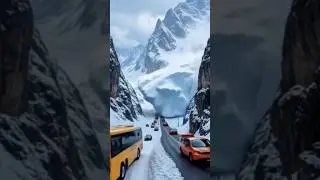 Ice Apocalypse Hits Glacier Highway 😱 #Disaster #Avalanche