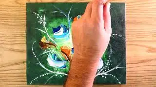 Intuitive Flowers Abstract Painting On Green Background | Acrylics | Peaceful & Relaxing Tutorial