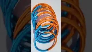 double colour Silk thread bangles in orange and sky blue colour