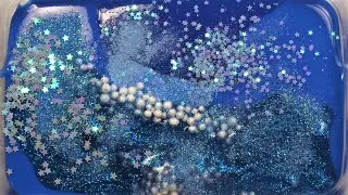 💙 Coloring charming cobalt slime with glitter 💙 Смешивание прекрасных слаймов кобальтового цвета