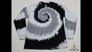 Black, White, and Gray Long Sleeve Spiral Tie Dye Shirt [Spooky Spiral #5]