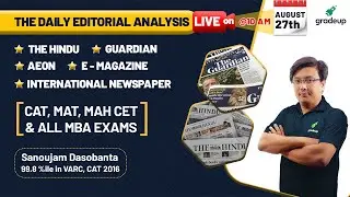 27th August 2021 | The Hindu Editorial Analysis by Sanoujam Sir | Vocab | Gradeup