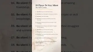 10 Places to Stay Silent #lifechangingfacts #shortsfeed #shorts #lifelessons #staysilent