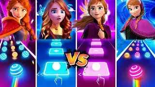 Frozen 3 Anna Vs Frozen Anna - Tiles Hop AND Dancing Road! Love Is An Open Door!