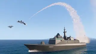 Российские истребители Су-57 уничтожены ракетой VLS линкора Украины - MilSim ArmA 3