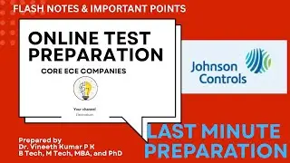 Johnson Controls Online Test Flash Notes | Last Minute Preparation for Aptitude, Core EC, & Control
