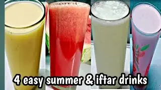 4 easy summer refreshing drink/Ramadan iftar juice/Ramadan recipes/iftar drink/summer drinks
