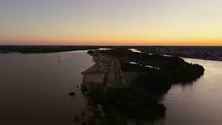 Banco Pelay, Faro Stella Maris e Isla del Puerto (R&iacute;o Uruguay) - Vista a&eacute;rea de Drone