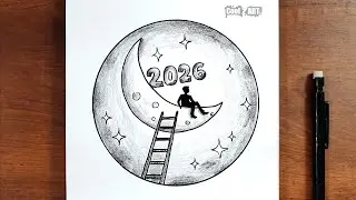 How to Draw 2026 Up to the Moon | Symbolic Pencil Drawing