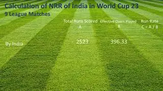 Calculation of NRR of India in World Cup'23