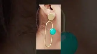 Handmade Handcrafted Glamorous Brass Blue Bead Stud Earrings #brass #handmade #earrings #stud #stone