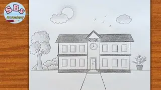 My School drawing easy step by step |School drawing tutorial |How to draw School easy/Pencil drawing