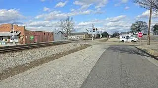 CSX L225-19 with a Pair of ES44AHs rush into Town with a Nice Shave and Haircut Horn Salute