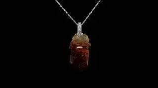 Platinum Pendant With Carved Mythical Motif, Rutilated Quartz and Diamond | Fei Liu Fine Jewellery