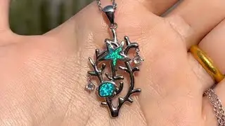 Lab-Created Opal Inlay & CZ Coral Reef Necklace | OpalPop