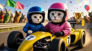 🐱 Fast & Funny Cat Race! | Mama Cat and Kitten Win the Golden Trophy 🏆✨