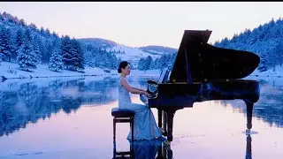 Winter Classical Piano on Frozen Lake❄️Melancholic Snowy Evening Music | Deep Relax Piano in Nature