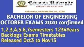 Osmania University BTECH BE BACKLOGS EXAMS TIME TABLES RELEASED 2020/OU 1,2,3,4,5,6,7Semesters 1234