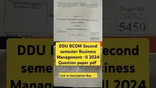 DDU BCOM Business Management -ll Second Semester 2024 Question paper pdf #ddu