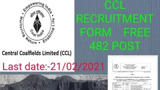 CCL(Central coal fields) Recruitment 2021 ! form free