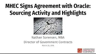 MHEC Signs Agreement with Oracle: Sourcing Activity and Highlights