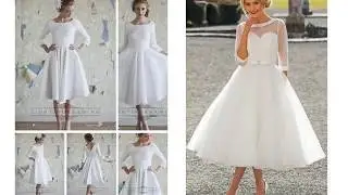 Vintage Tea Length Wedding Dresses with Sleeves