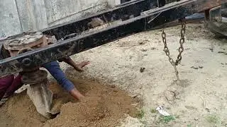 Pole Erection by Tractor Post Hole Digger and Hydraulic Boom