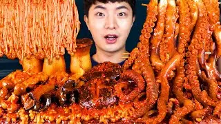 MUKBANG ASMRㅣГолубая Грибы Осьминог🔥Spicy Mushroom Octopus Korean Seafood 후니 Hoony Real Eating Sound