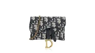 Christian Dior  Oblique Saddle Nano Chain Pouch Blue