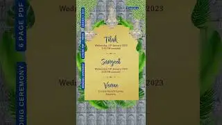 Wedding invitation video of gujarati jain family in english with traditional design 2044