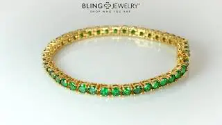 Round Solitaire Tennis Bracelet Clear Green Emerald 925 Sterling Silver
