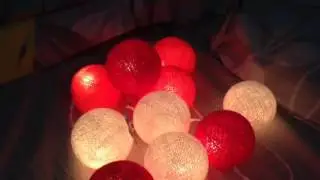 Display Video White and Red Cotton Balls light strings By A