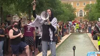 University of North Texas students hold pro-Palestine walkout