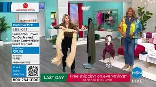 Samantha Brown ToGo Frayed Edge Convertible Scarf Blanket