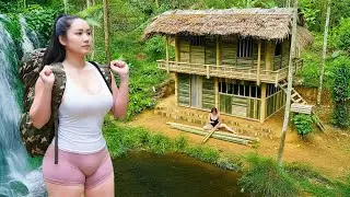 Timelapse 120days: Single Mother and Young Child Complete Bamboo House, Kitchen, Garden, Farm...