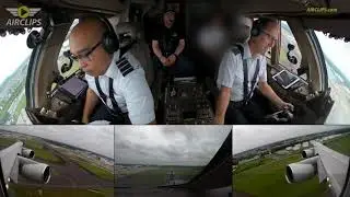 B747-400BCF Storm Takeoff from Tokyo: Captain TJ lifting 400 Tons [AIRCLIPS]