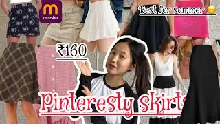 Meesho huge Pinteresty skirts haul 🎀)160 starting 🫶🥺best for summer 🥵daily wear skirts 🫶must have 🖤🎀