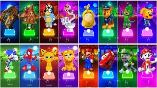 BUS EATER 🆚 EXTRA SLIDE 🆚 SKIBIDI TOILET 🆚 HOUSE HEAD 🆚 ODDBODS | Tiles Hop EDM Rush!