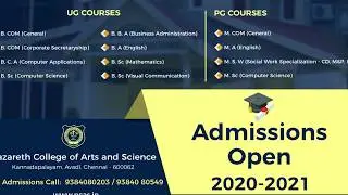 Nazareth Arts and Science College - Admission 2020 - Chennai
