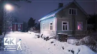 Одинокая ночная прогулка по атмосферному приморскому городку (Финляндия) - Slow TV 4K