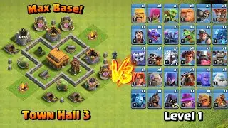 Town Hall 3 VS Every Level 1 Single Troop! Clash of Clans