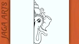😊Half ganesh face drawing // Lord Ganesha drawing easy 