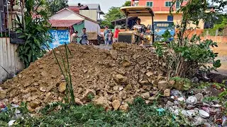 Wonderful New Project! Filling Land Delete Garbage By Bulldozer Push soil with 5ton Trucks
